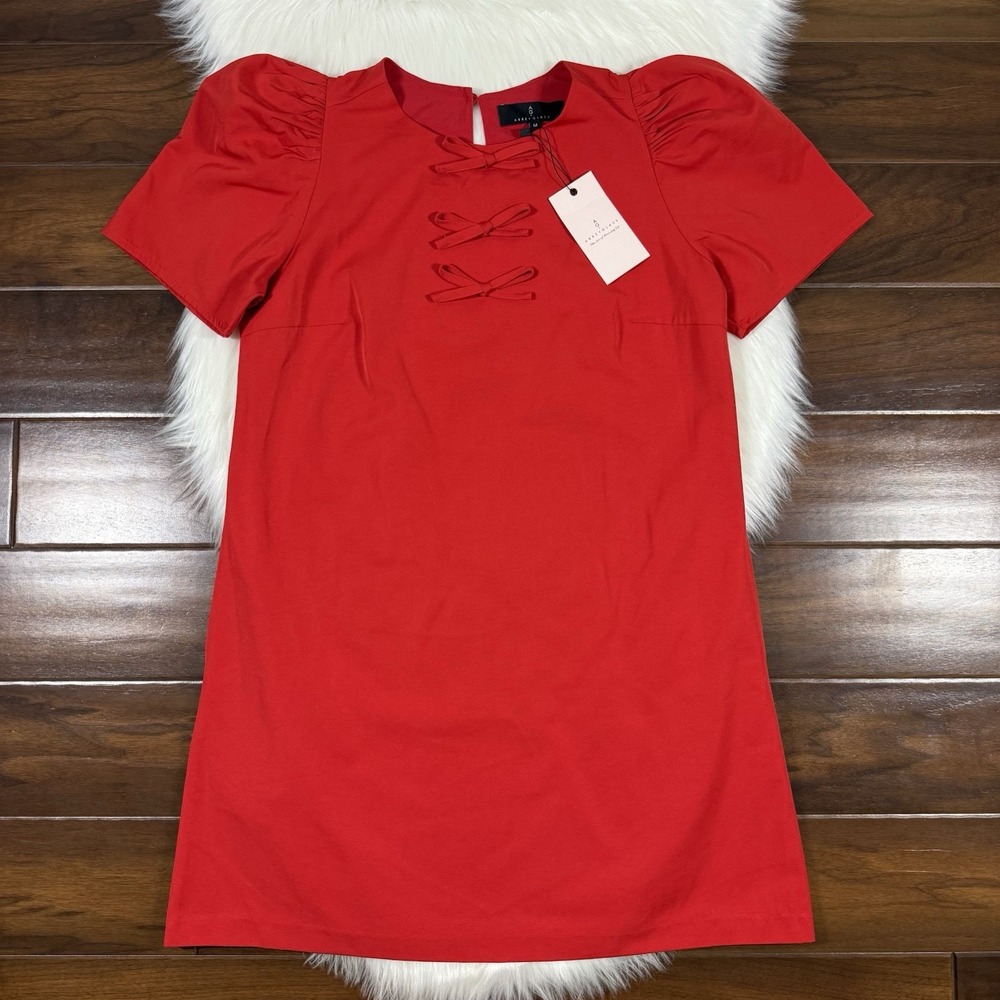 Abbey Glass Women's Size Medium Red Bow Marty Mini Shift‎ Dress